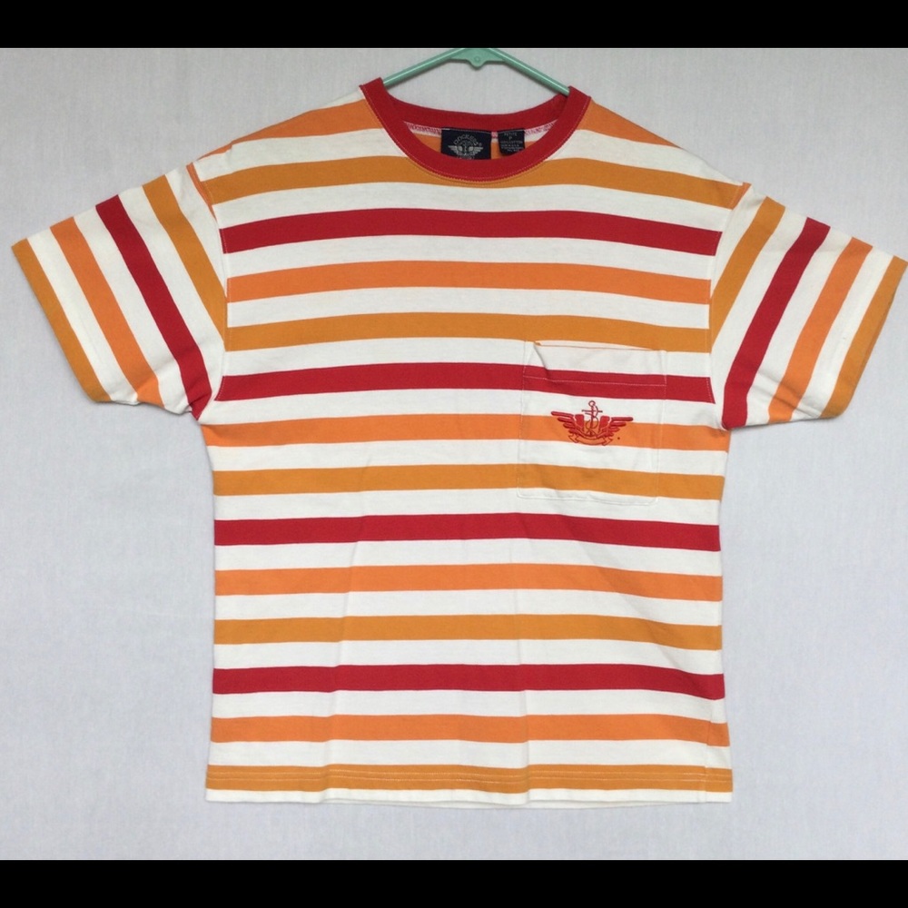 Vintage style,Dockers,Tee,Petite,Orange,Striped